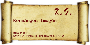 Kormányos Imogén névjegykártya